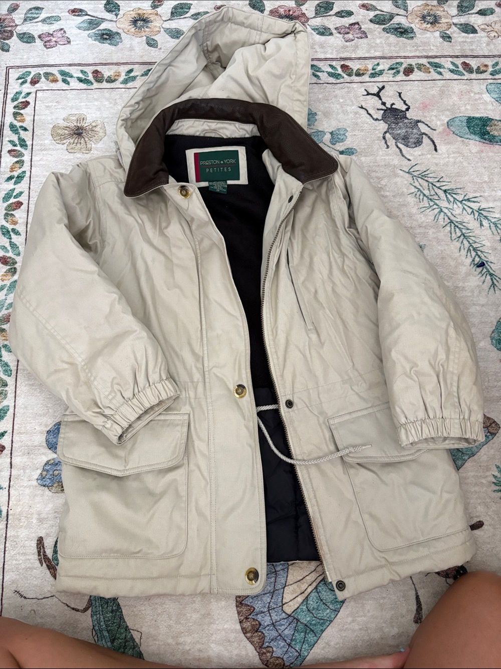 Preston & York Cream Utility Jacket with Brown Collar